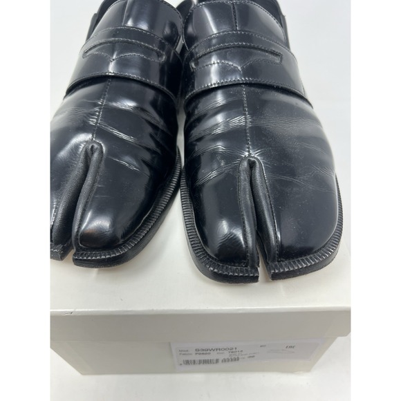 Maison‎ Margiela Tabi Loafers Size 39 Black Split Toe Leather Shoes Italy Patent - Picture 10 of 13